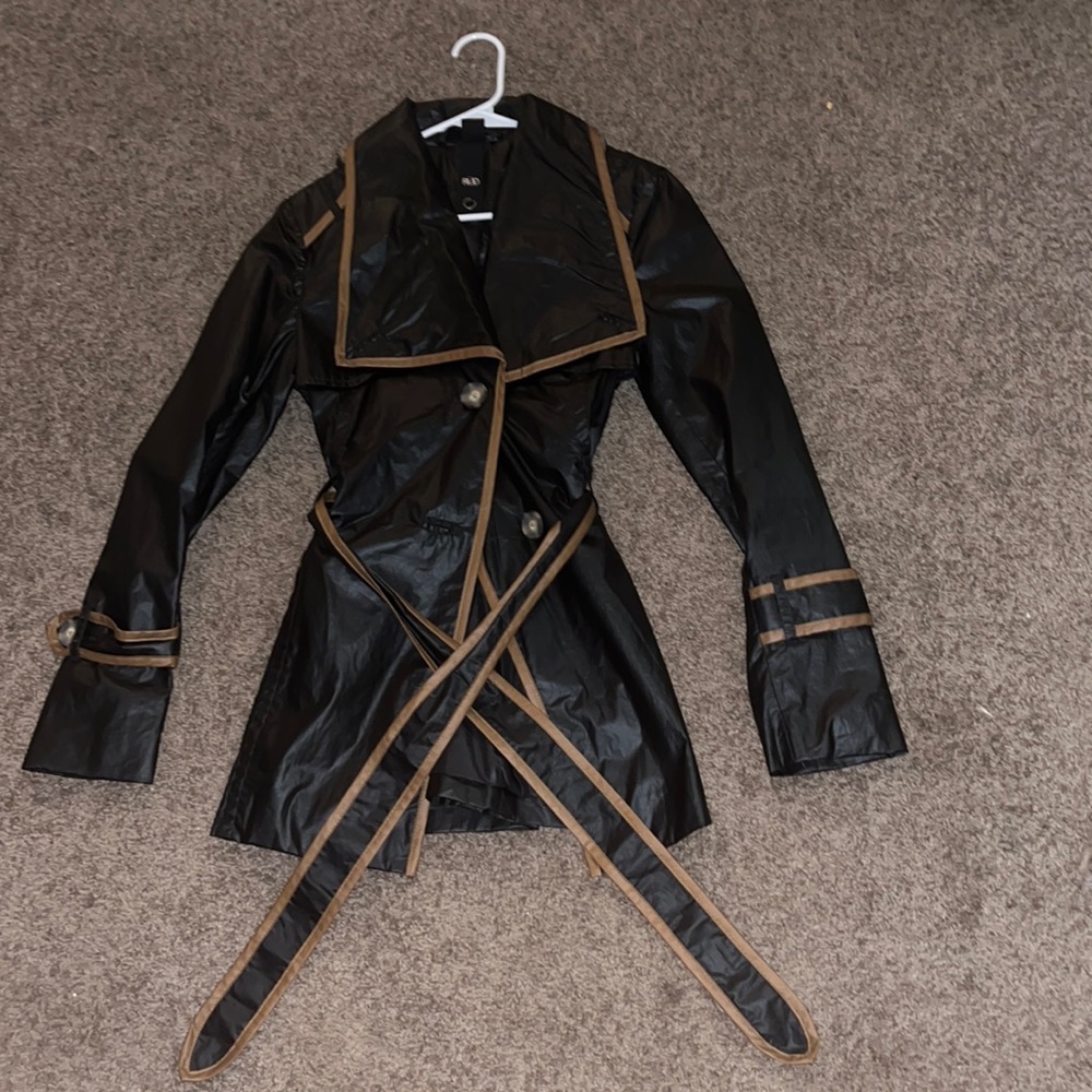 Black and brown trench coat